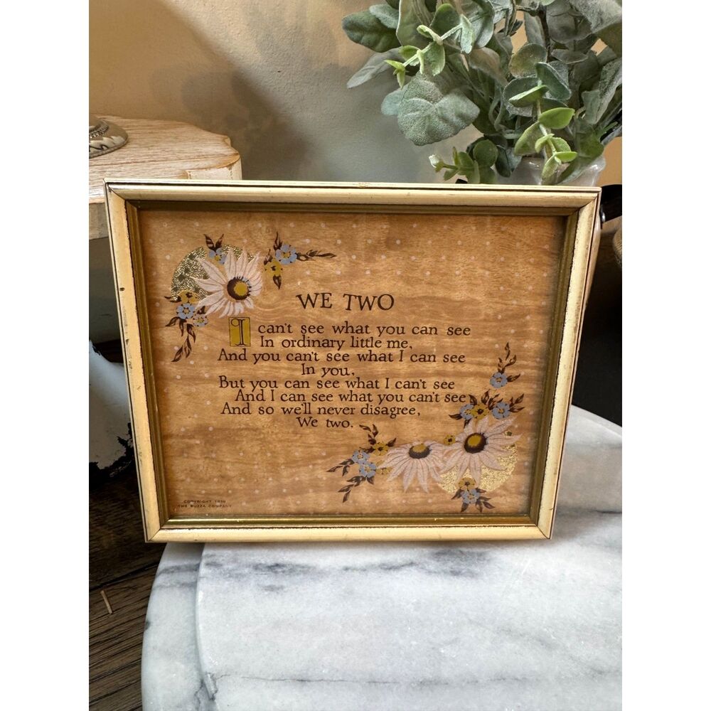 1938 Vintage Buzza Motto Print We Too - beautiful vintage Buzza Cottagecore